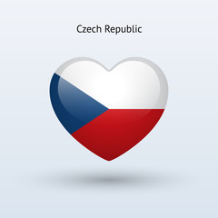 Fototapeta premium Love Czech Republic symbol. Heart flag icon.
