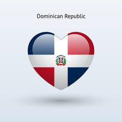 Love Dominican Republic symbol. Heart flag icon.