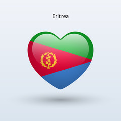 Love Eritrea symbol. Heart flag icon.
