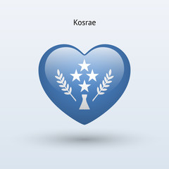 Love Kosrae symbol. Heart flag icon.