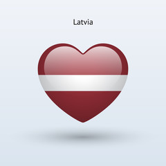 Love Latvia symbol. Heart flag icon.
