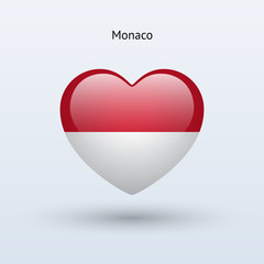 Love Monaco symbol. Heart flag icon.