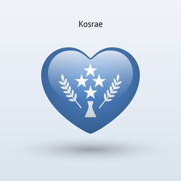 Love Kosrae symbol. Heart flag icon.