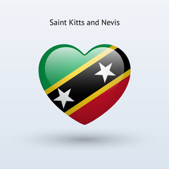 Love Saint Kitts and Nevis symbol. Heart flag icon.