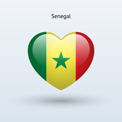 Love Senegal symbol. Heart flag icon.