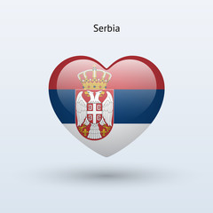Obraz premium Love Serbia symbol. Heart flag icon.
