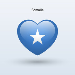 Love Somalia symbol. Heart flag icon.