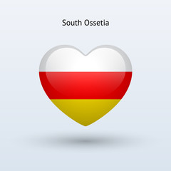Love South Ossetia symbol. Heart flag icon.