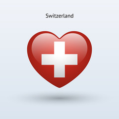 Obraz premium Love Switzerland symbol. Heart flag icon.