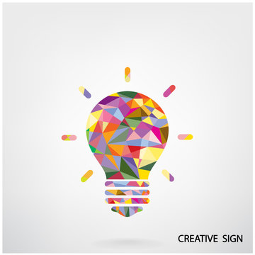 Colorful creative light bulb sign