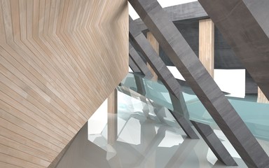 Abstract of concrete, glass and wood, background