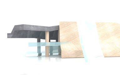 Abstract of concrete, glass and wood, background
