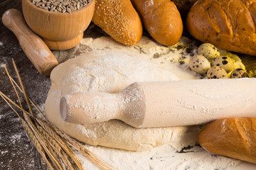 flour, eggs, white bread, wheat ears