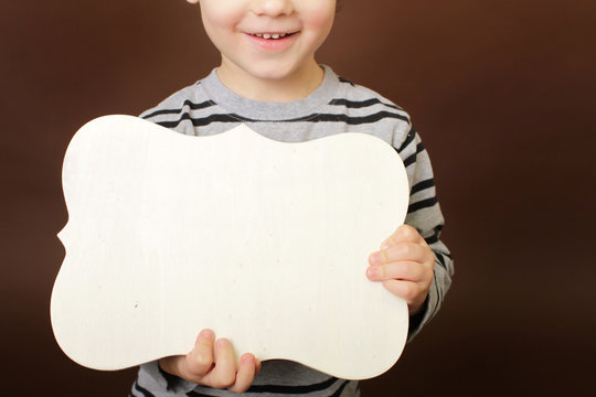 Child Holding Empty Sign, Frame