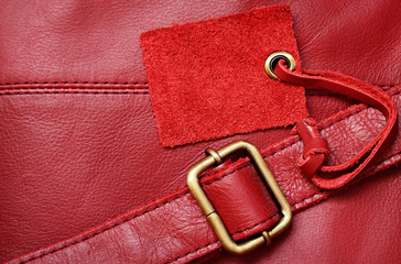 Red leather and a label