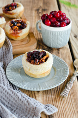 Puff pastry tarts with cranberries and walnuts