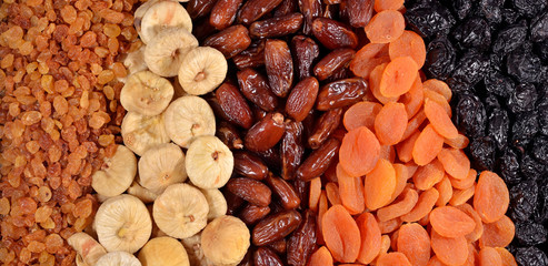 Various dried fruits background