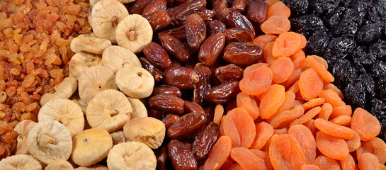Various dried fruits background