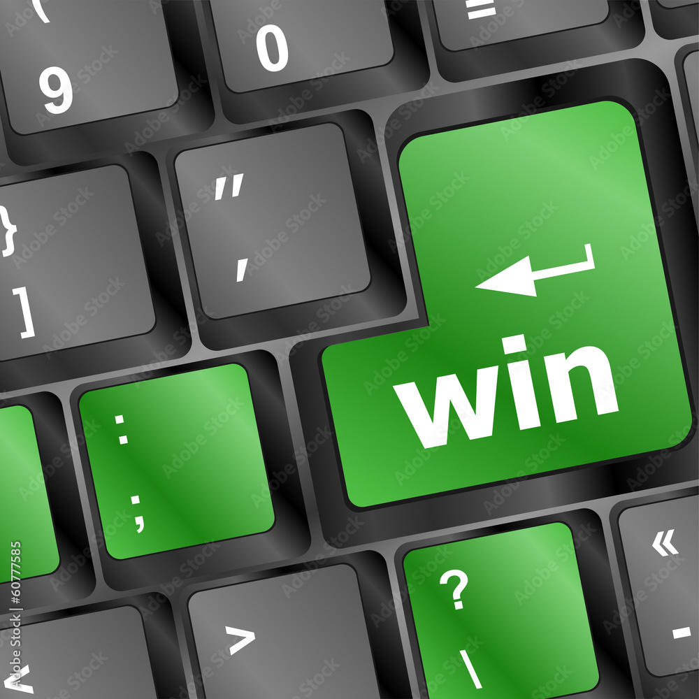 Poster win word on computer keyboard key button