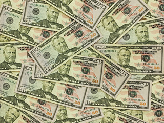 A Pile of Fifty Dollar Bills as a Money Background