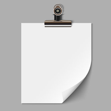 Blank Sheet Of Paper With Clamp