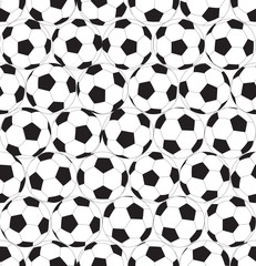 Black and white seamless background with soccer ball. - 60778349
