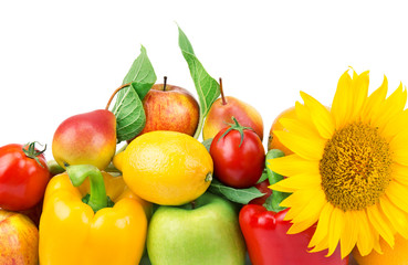 fruits and vegetables isolated on white background