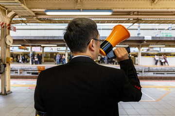 Obraz premium Japanese train conductor