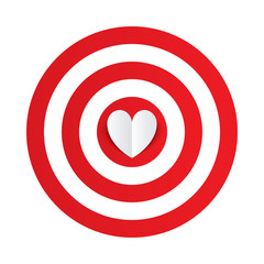 Obraz premium Paper heart in the center of darts target aim.