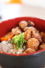 rice with fried chicken