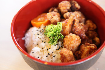 rice with fried chicken
