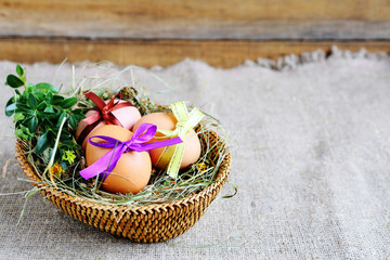 easter egg with ribbon