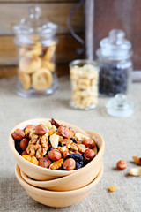assortment nuts in ceramic bowl