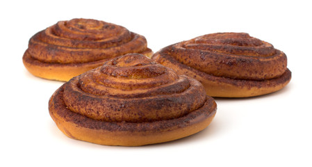 Cinnamon buns isolated on white background Stock Photo: