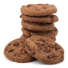 Chocolate homemade pastry biscuits isolated on white background