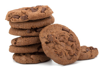 Chocolate homemade pastry biscuits isolated on white background