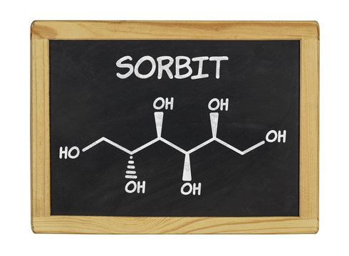 chemische Strukturformel von Sorbit auf einer Schiefertafel