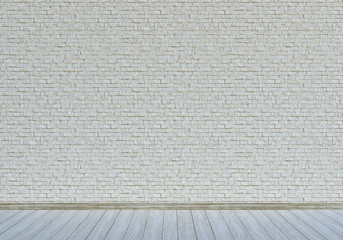 Weiße Steinwand mit hellem Holzfußboden - 60783149