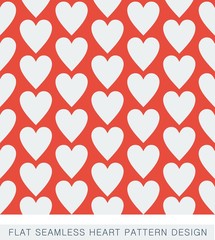 Red flat seamless heart pattern design