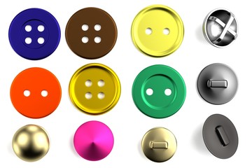 realistic 3d render of buttons