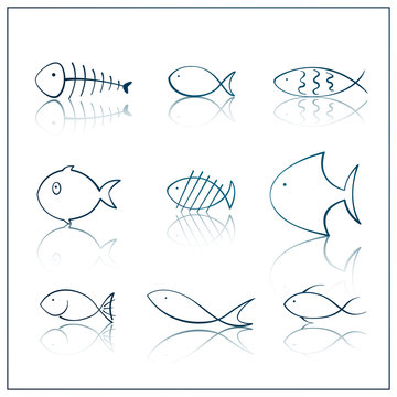Vector Illustration of Fish Icons