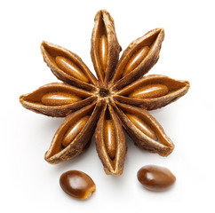Star anise, badiane spice isolated on white background