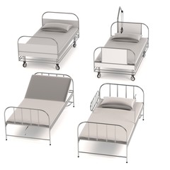 realistic 3d render of hospital beds