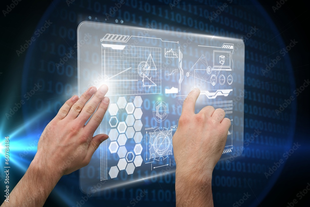 Poster Composite image of hands pointing and presenting