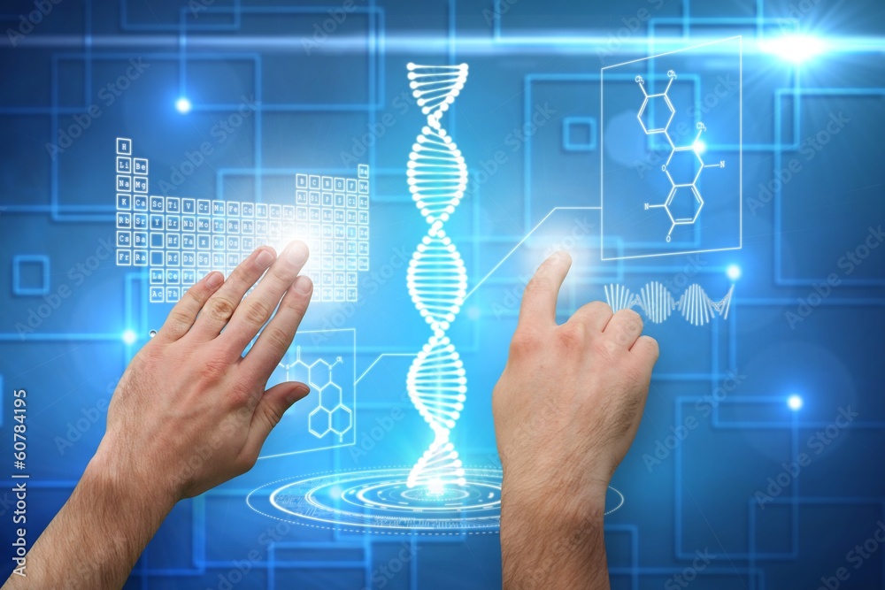 Poster Composite image of hands pointing and presenting