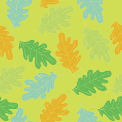 Fototapeta na wymiar Seamless texture with oak leaves. Vector pattern