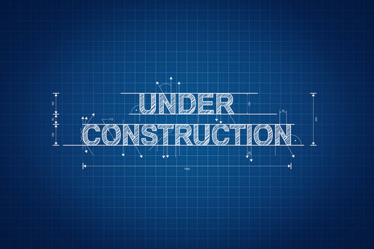 Under construction blueprint, technical drawing, scribble style