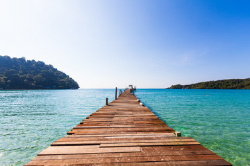 Wooden pathway.  Tropical Resort. boardwalk on beach