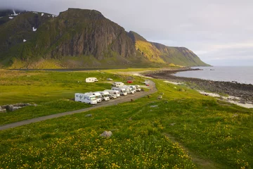 Fototapete Rund Caravans on Lofoten islands © harvepino