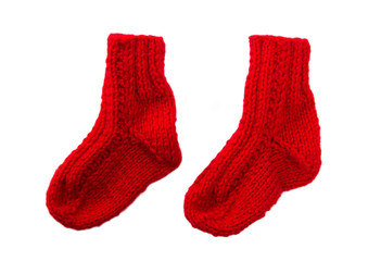 Rote Socken aus Wolle isoliert bzw. freigestellt zu Weihnachten